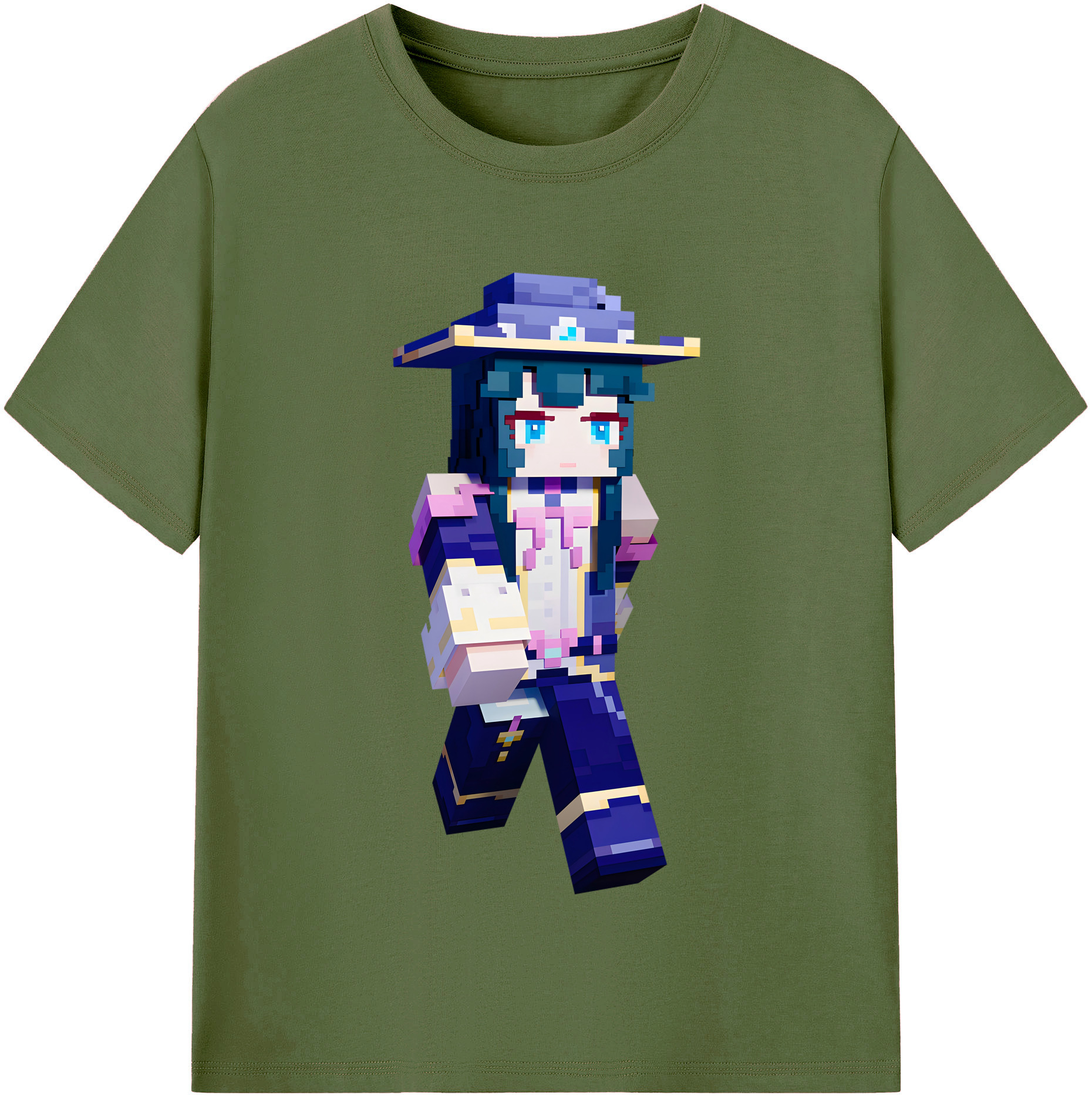 （画像用） マインクラフト ブロックの世界 Minecraft MC Block world 綿100％半袖Tシャツ（フロントプリント）